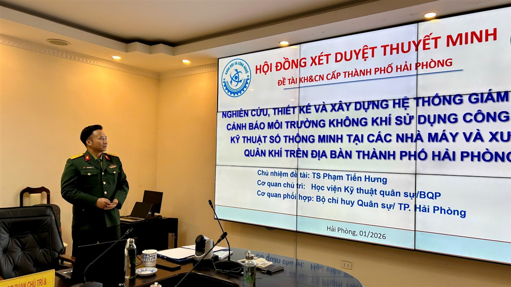 Nghiên cứu thiết kế và xây dựng hệ thống giám sát và cảnh báo môi trường không khí sử dụng công nghệ kỹ thuật số thông minh tại các nhà máy và xưởng quân khí trên địa bàn thành phố Hải Phòng