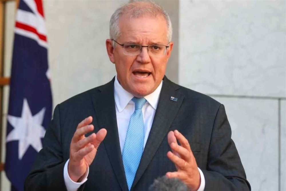 Thủ tướng Australia Scott Morrison trong cuộc họp báo tại Canberra, Australia