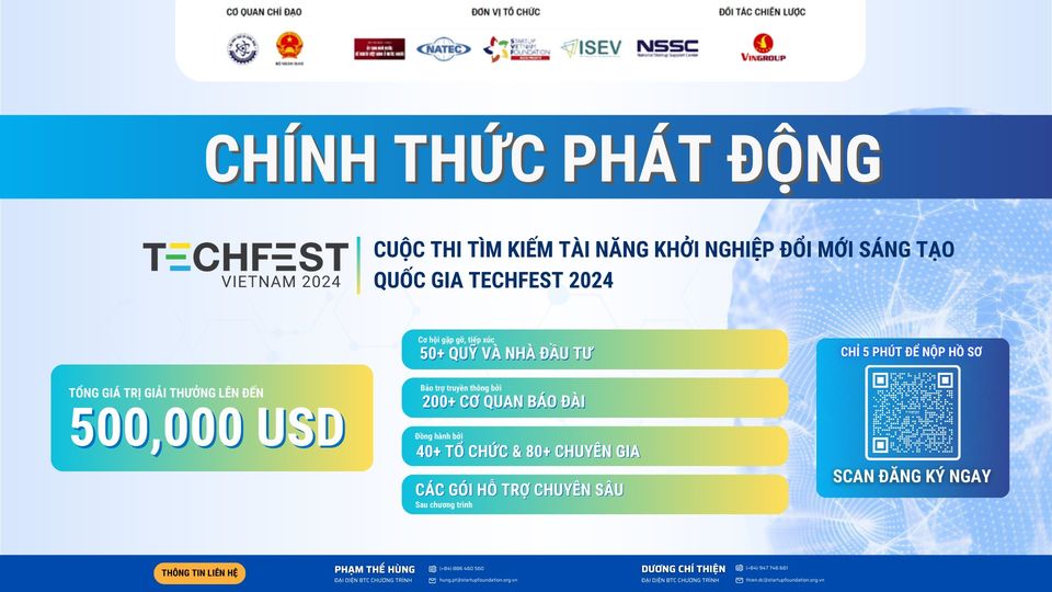 Chính thức phát động Cuộc thi Tìm kiếm Tài năng Khởi nghiệp đổi mới sáng tạo Quốc gia trong khuôn khổ Techfest Việt Nam 2024